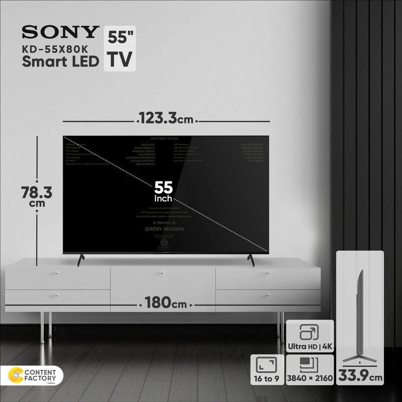 تلویزیون ال ای دی هوشمند سونی مدل براویا KD-55X80K سایز 55 اینچ