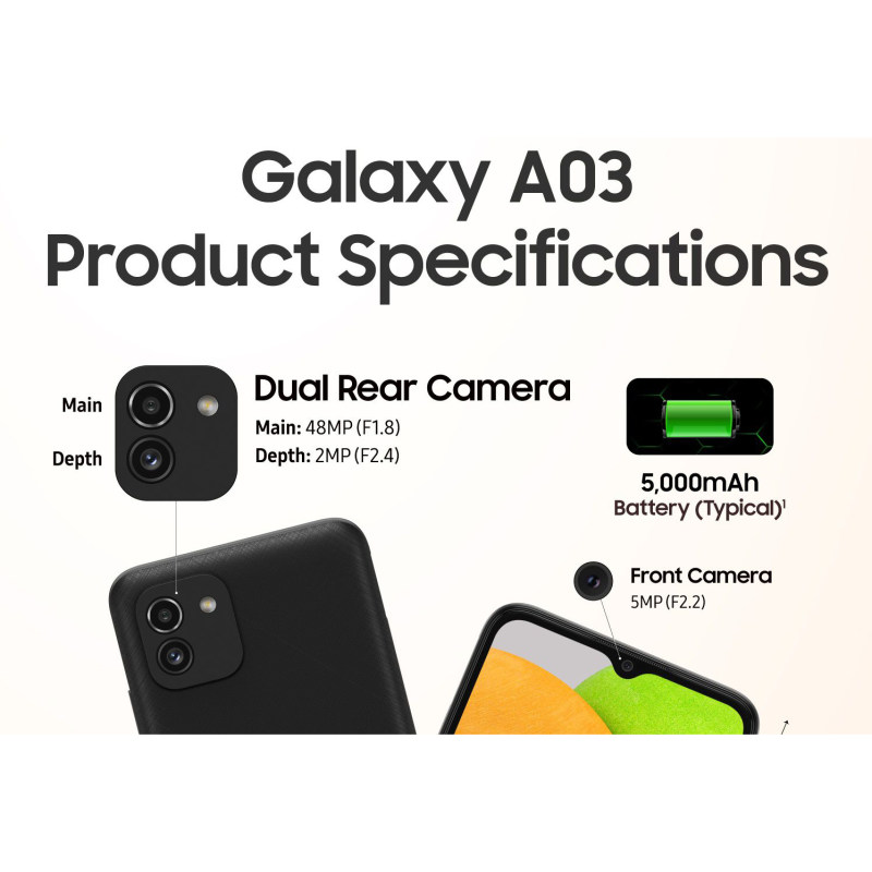 گوشی سامسونگ Galaxy A03-64GB-R4 دو سیم‌ کارت